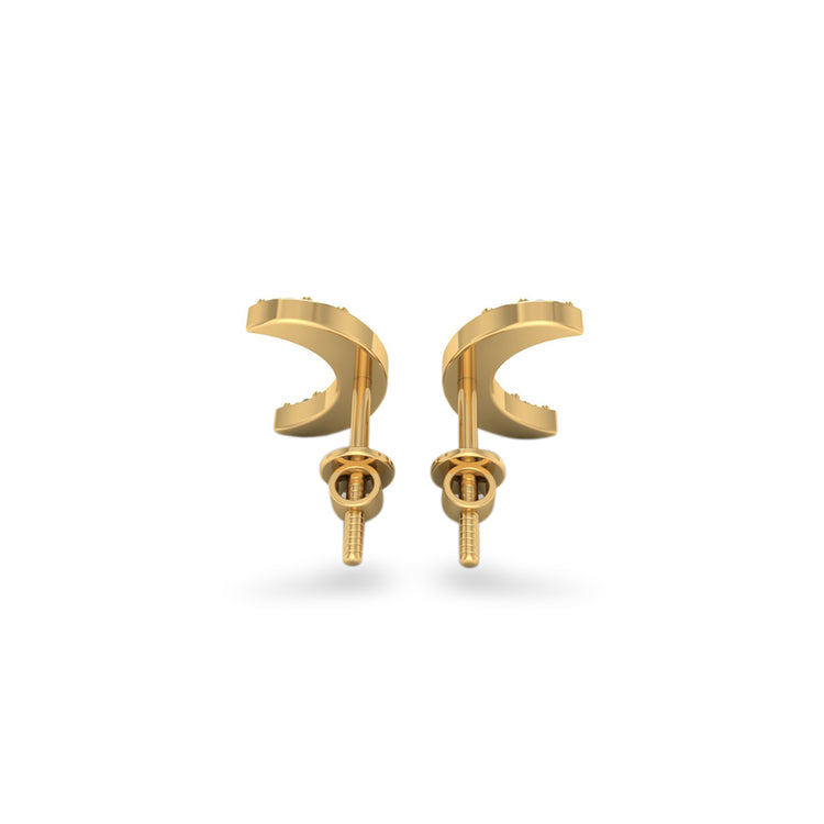 Crescent Moon Lab-Grown Diamond Stud + Solid Gold Earrings