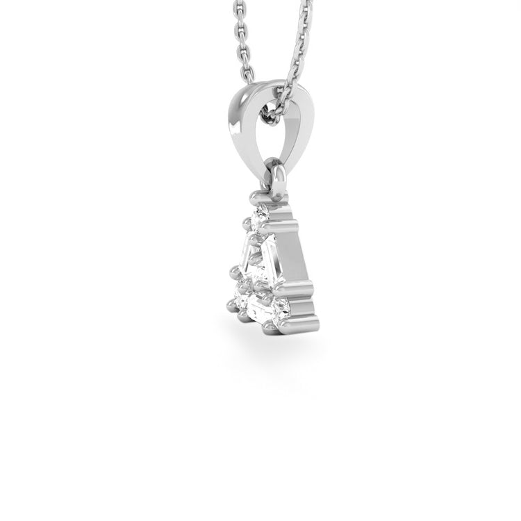 Baguette & Round Lab-Grown Diamond + Solid Gold Triangle Pendant Necklace
