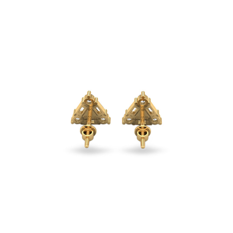 Baguette & Round Lab-Grown Diamond Triangle Stud + Solid Gold Earrings