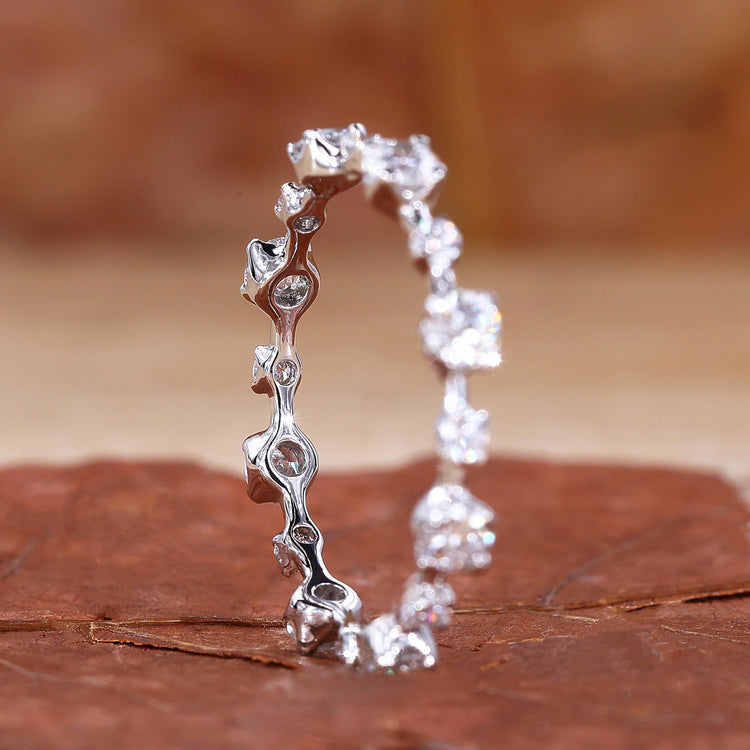 Round diamond eternity band and full eternity band.
