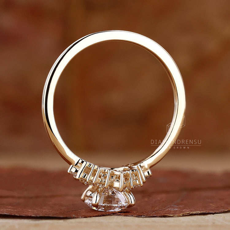 Lab Grown Diamond in round diamond ring.
