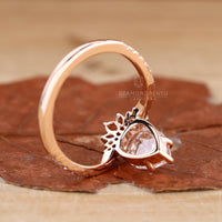 Pear Shaped Rose Cut Diamond Ring in Velvet Box