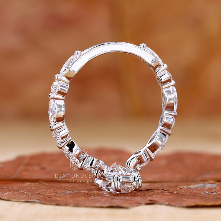 Lab Grown Diamond in dutch marquise engagement ring.
