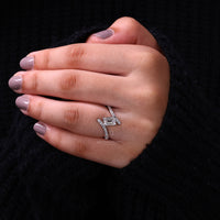 Round diamond pave design set in a handmade white gold ring.
