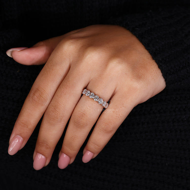 Buy wedding band with heart shaped diamond band.