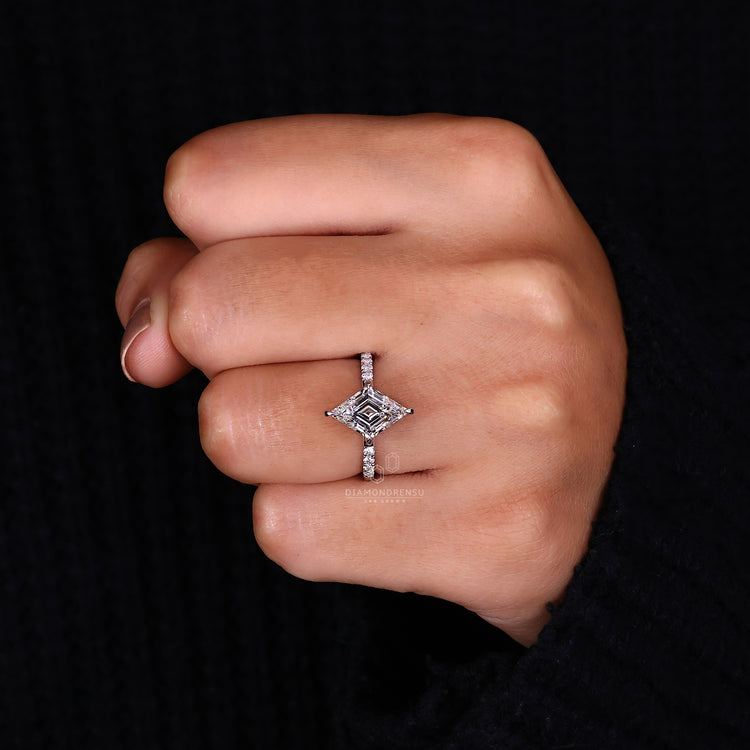 Lab grown diamond used in pave setting ring.
