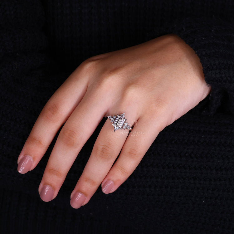 Elongated Hexagon Lab-Grown Diamond Nature Inspired Ring 2.01 CT
