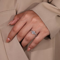 Custom diamond ring designed with IGI certified stones and side diamonds.

