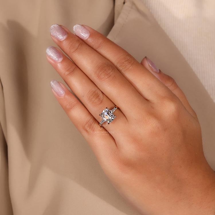 Unique old mine cushion cut diamond ring.
