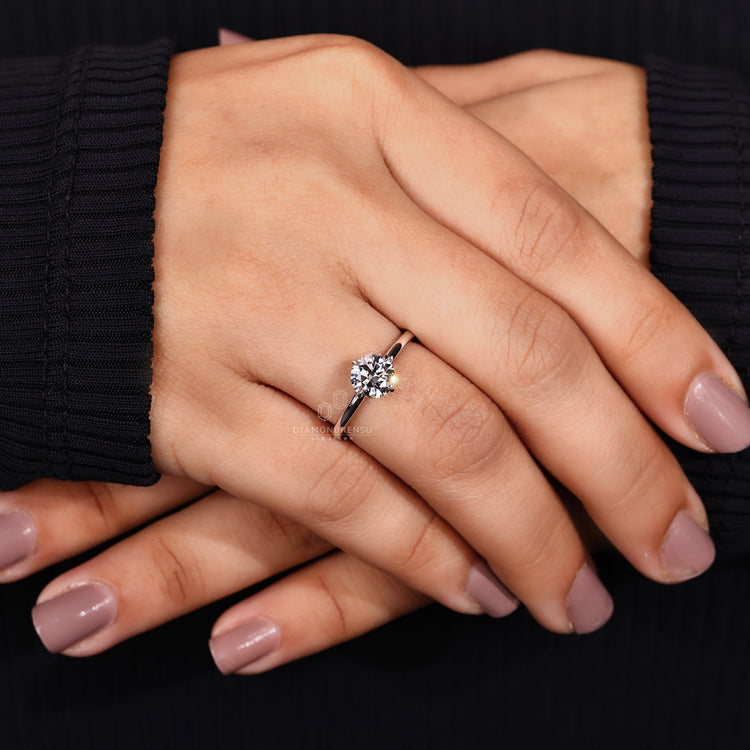 IGI certified round diamond engagement ring.
