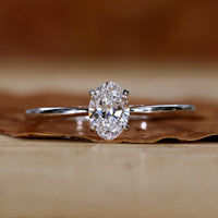 Oval diamond engagement ring with a clean and classic look.
