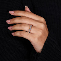 Diamond wedding band paired with handmade band.