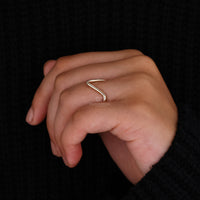 Wedding band with V shape design.
