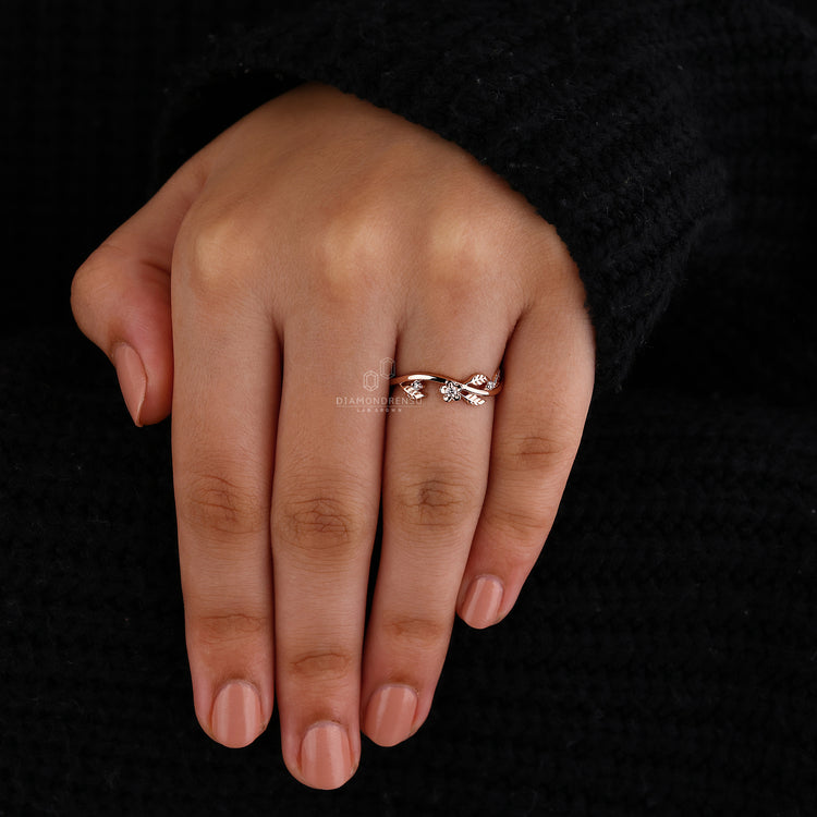 Diamond wedding band with custom diamond band look.