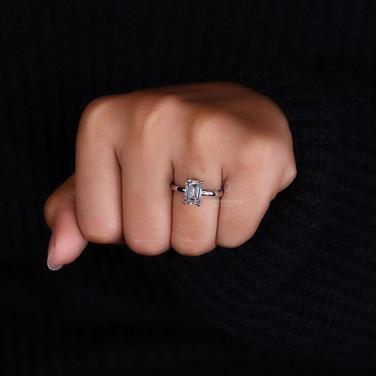 Buy Engagement ring with Emerald Cut Diamond Ring style.
