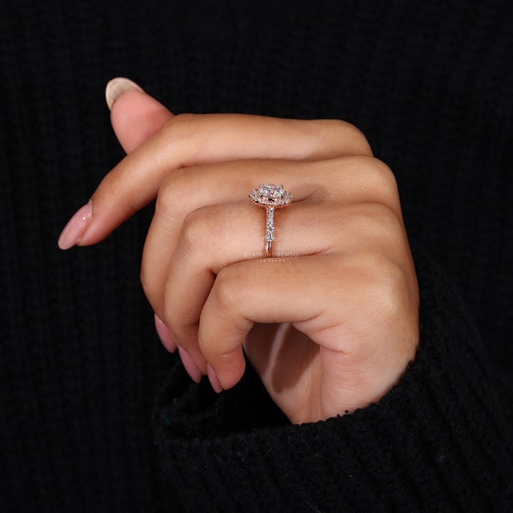 Lab Grown Diamond set in a rose gold ring.
