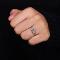 7 stone diamond ring with white gold finish.
