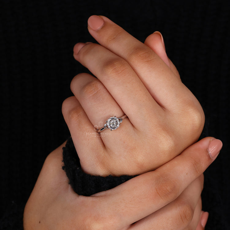 IGI certified style shown in a white gold ring.

