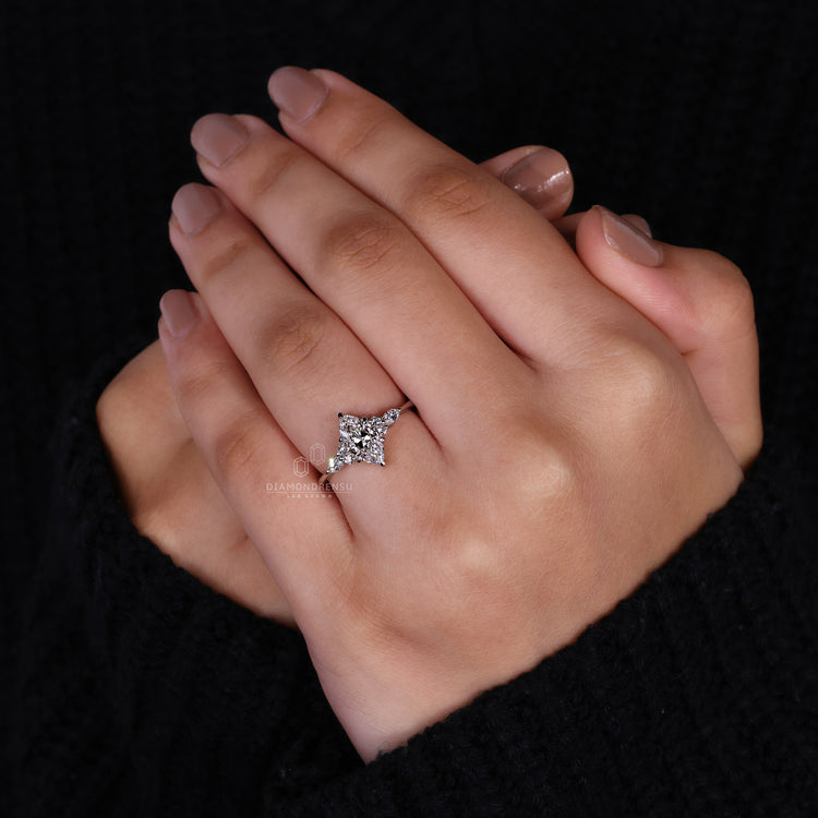 IGI certified marquise diamond engagement ring.
