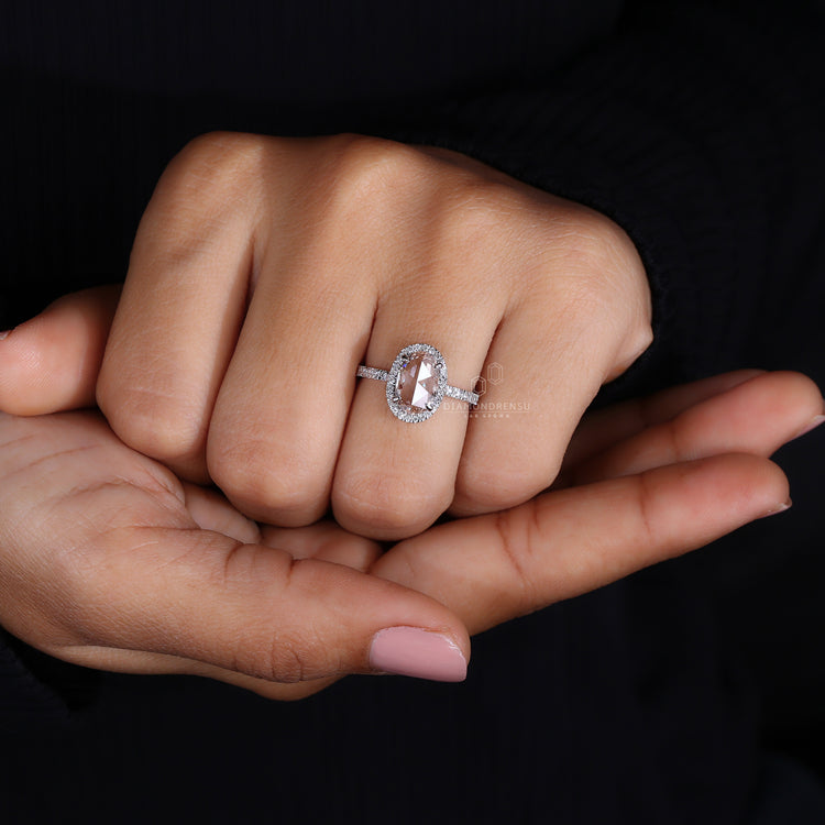 Pave band engagement ring with white gold diamond ring.
