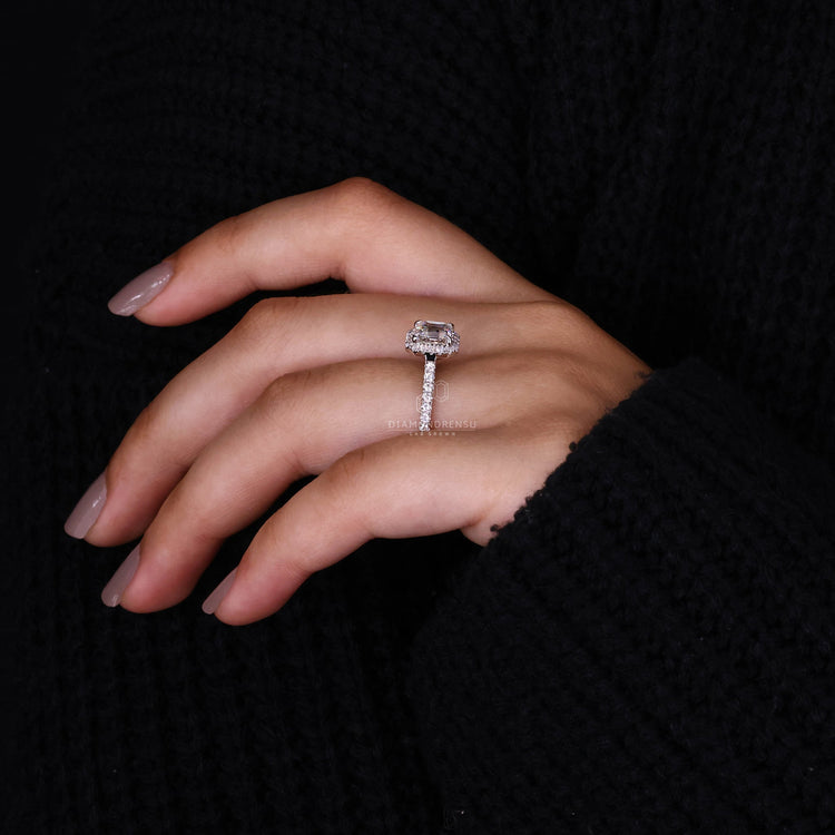 Asscher Cut Lab-Grown Diamond Halo Engagement Ring 1.4 CT