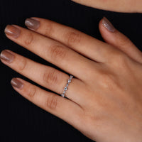 Distance pave wedding band with white gold wedding band.

