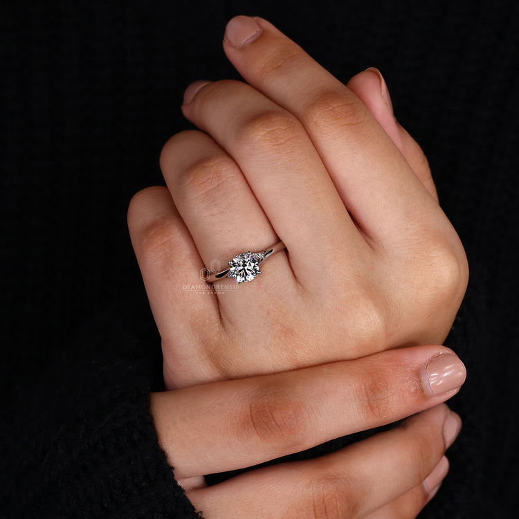 Custom diamond ring made with lab grown round stones.

