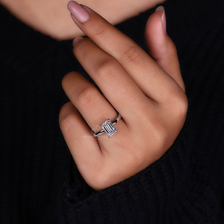 Lab grown diamond placed in prong setting ring.
