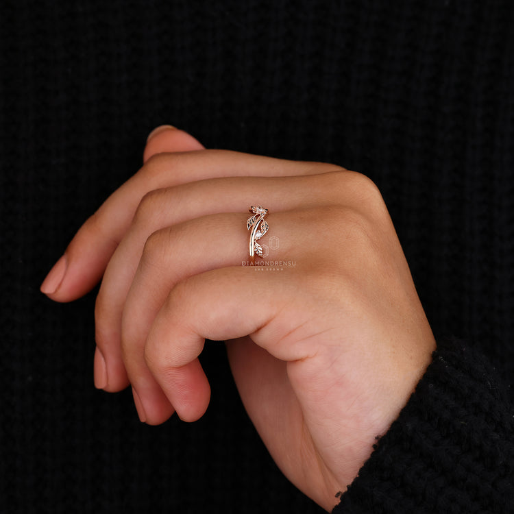 Lab grown diamond set in handmade band.