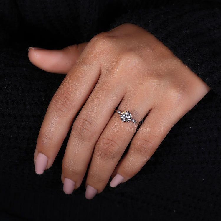 Twisted band white gold custom engagement ring

