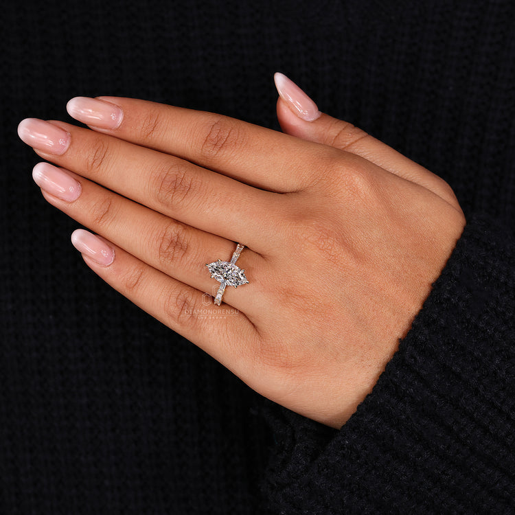 IGI certified marquise diamond engagement ring.
