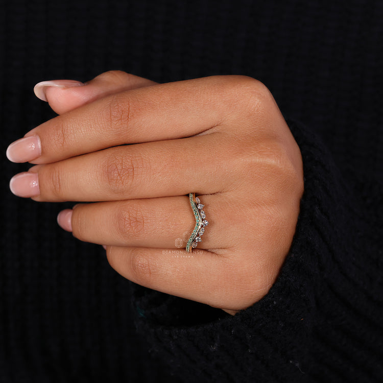 Buy wedding band with custom diamond band option.