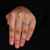 Prong setting used in a marquise engagement ring.
