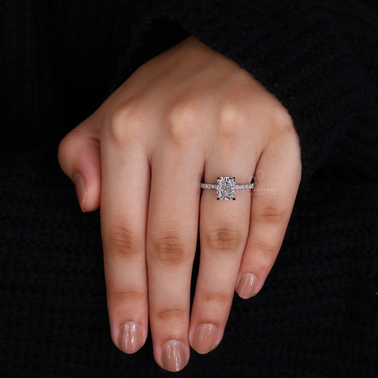 IGI certified hidden halo engagement ring style.
