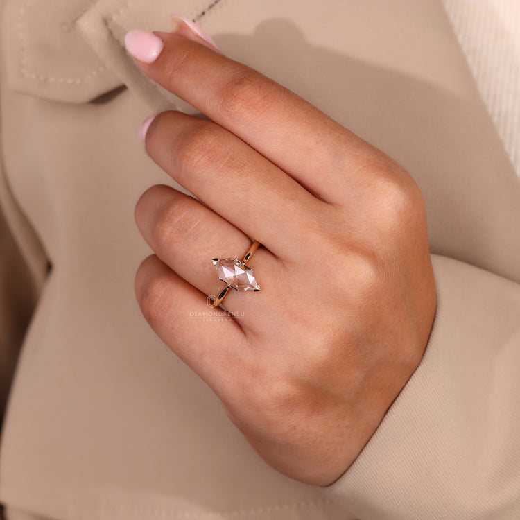 IGI certified Dutch marquise ring with tapered shank setting.
