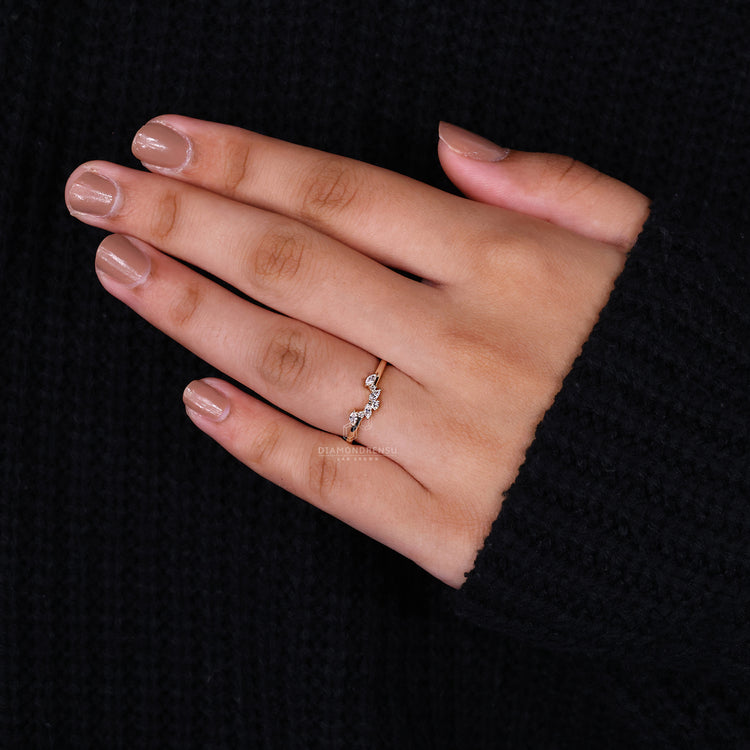 Tiara wedding band with yellow gold wedding band.
