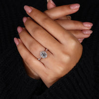 Peekaboo diamond ring designed in rose gold ring.
