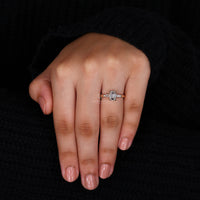 Yellow gold diamond ring with 4 claw prong setting.
