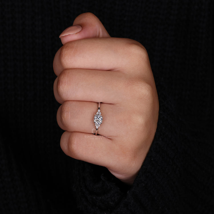 Customise ring with white gold engagement ring.
