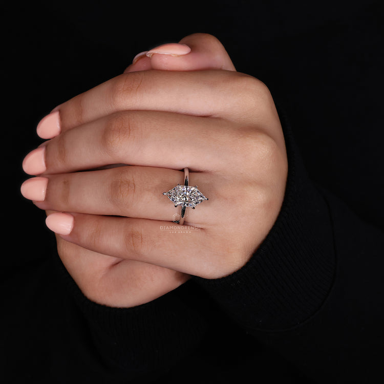 Lab Grown Diamond in solitaire engagement ring.
