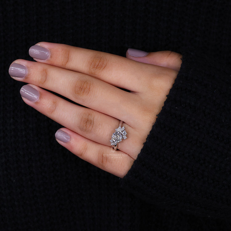 Lab Grown Diamond in white gold engagement ring.
