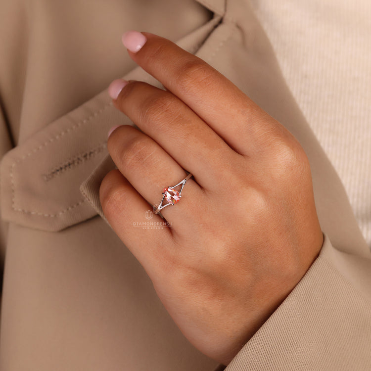 IGI certified engagement ring with rose cut pear diamond.
