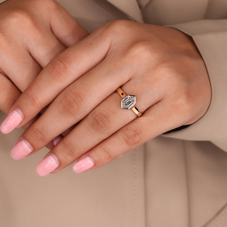 IGI certified bezel set engagement ring.
