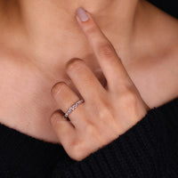 Half eternity diamond band with custom diamond band.