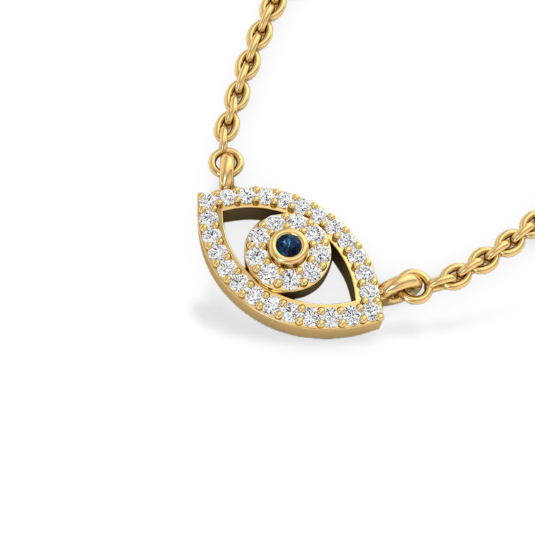 Evil Eye Lab-Grown Diamond + Solid Gold Pendant Necklace