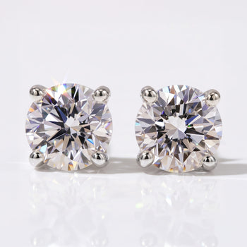 1.0 TCW Round Lab-Grown Diamond Stud Earrings - 18k White Gold