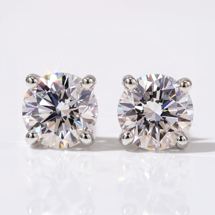 1.0 TCW Round Lab-Grown Diamond Stud Earrings - 18k White Gold