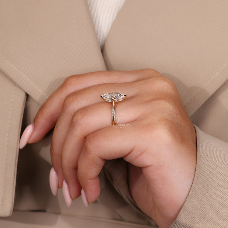 Dutch Marquise Lab-Grown Diamond Hidden Halo Solitaire Ring 1–3 CT