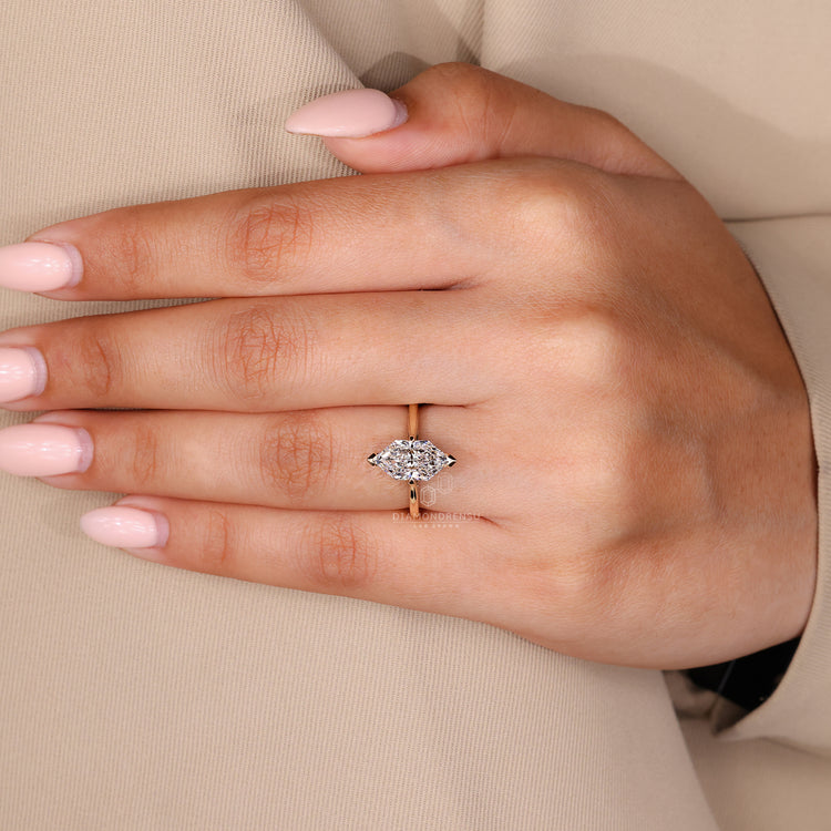 Dutch Marquise Lab-Grown Diamond Hidden Halo Solitaire Ring 1–3 CT