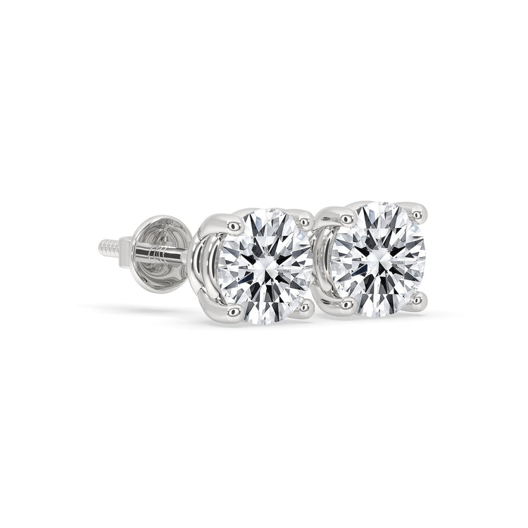 5 MM Round Moissanite Stud Earrings - Silver